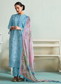 Sky Blue Floral Embroidery Pakistani Salwar Kameez Suit