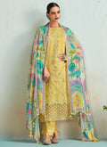 Pastel Yellow Floral Embroidery Pakistani Salwar Kameez Suit