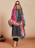 Black And Pink Multicoloured Dori Work Embroidered Salwar Kameez Suit