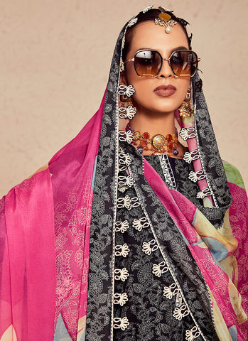 Black And Pink Multicoloured Dori Work Pakistani Salwar Kameez Suit