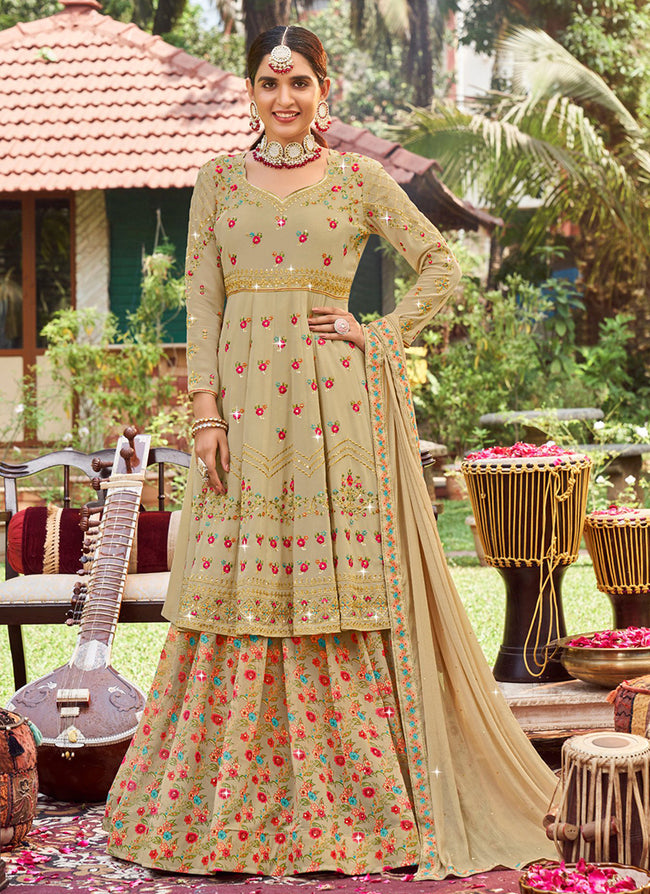 Buy Fabric Jaipur Women Rajasthani Traditional Chanderi Silk Resham Gota  Patti Hand Work Stitched Straight Kurta (Golden, L) at Amazon.in