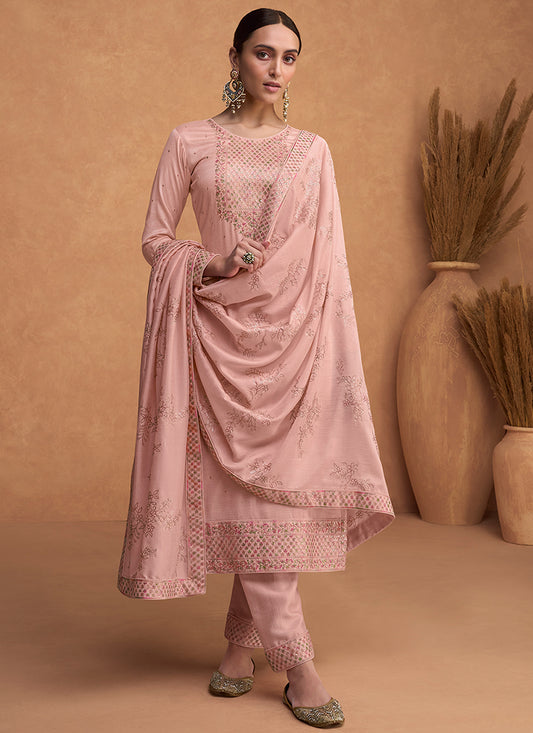 Pink Kashida Embroidery Traditional Salwar Kameez