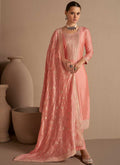 Peach Sequence Embroidery Salwar Kameez