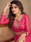 Fuchsia Pink Embroidery Bollywood Anarkali Gown In Usa uk canada