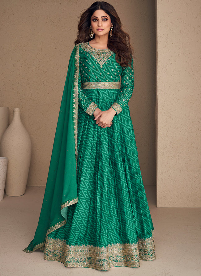 The Olive Anarkali Gown With Dupatta For Women – Yog Fashion