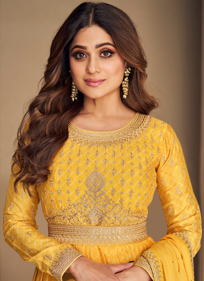 Bright Yellow Anarkali Gown In Usa Uk