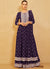 Purple Sequence Embroidery High Slit Palazzo Suit