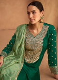 Dark Green Embroidery Silk Salwar Kameez