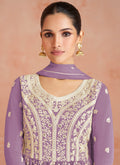 Purple Georgette Thread Embroidered Palazzo Suit In Usa Australia