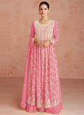 Pink Georgette Thread Embroidered Palazzo Suit