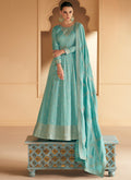 Sky Blue Silk Anarkali Suit In Usa Germany