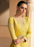 Yellow Silk Traditional Anarkali Suit In Usa