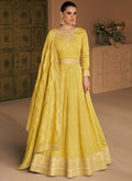 Yellow Silk Traditional Embroidery Wedding Anarkali Suit