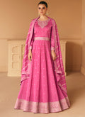 Pink Silk Traditional Embroidery Wedding Anarkali Suit