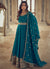 Teal Blue Embroidered Designer Anarkali Suit