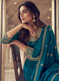 Teal Blue Designer Anarkali Suit In USA