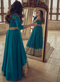 Teal Blue Designer Anarkali Suit In USA Canada