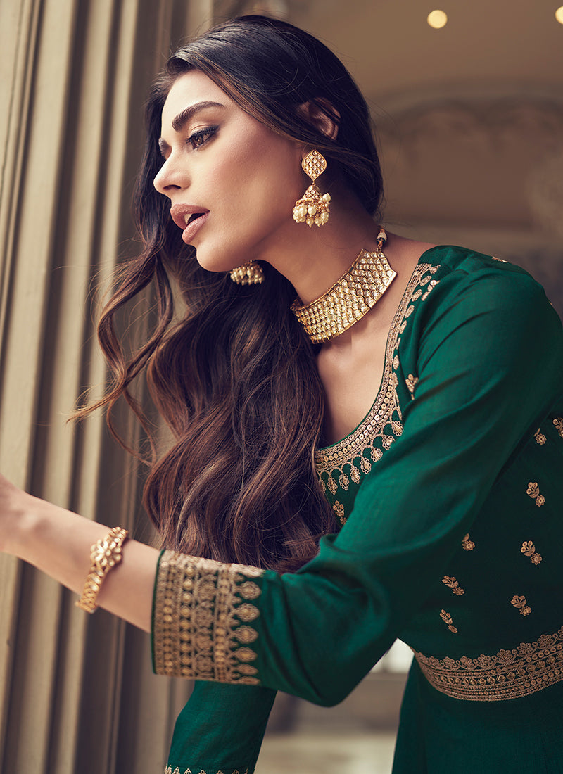 Dark Green Anarkali Suit In USA UK