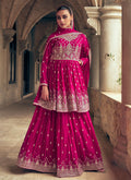 Rani Pink Reshamkari Embroidered Wedding Lehenga Kurti And Dupatta