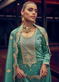 Sea Green Silk Pant Style Suit In USA UK