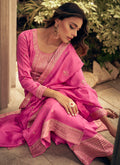 Pink Sequence Embroidery Silk Palazzo Suit In USA Canada