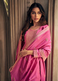 Pink Sequence Embroidery Silk Palazzo Suit In USA