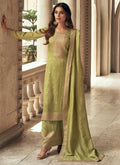 Green Sequence Embroidery Silk Palazzo Suit