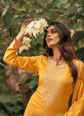 Yellow Sequence Embroidery Silk Palazzo Suit In USA UK