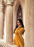 Yellow Sequence Embroidery Silk Palazzo Suit In USA