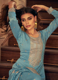 Sky Blue Silk Palazzo Suit In USA