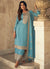 Sky Blue Sequence Embroidery Silk Palazzo Suit