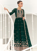 Dark Green Traditional Embroidery Anarkali Gown
