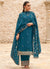 Turquoise Blue Traditional Embroidery Palazzo Style Suit