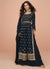 Blue Thread And Sequence Embroidery High Slit Palazzo Suit