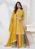 Yellow Multi Embroidered Traditional Lehenga Kurti