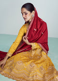 Yellow Golden Sequence Embroidery Anarkali Pant Suit In USA