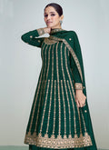 Green Golden Sequence Embroidery Anarkali Pant Suit In USA