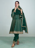 Green Golden Sequence Embroidery Anarkali Pant Suit In USA UK