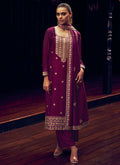 Deep Purple Sequence Embroidery Traditional Palazzo Suit