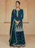 Turquoise Multi Embroidery Wedding Sharara Suit