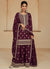 Deep Wine Multi Embroidery Wedding Sharara Suit