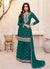 Dark Green Embroidery Traditional Sharara Suit