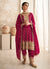 Rani Pink Multi Embroidery Anarkali Dhoti Pant Suit