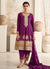 Purple Multi Embroidery Anarkali Dhoti Pant Suit