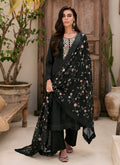 Black Multi Floral Embroidery Pant Style Suit