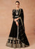 Black Golden Sequence Embroidery Anarkali Gown With Belt