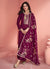 Deep Wine Embroidery Silk Palazzo Suit