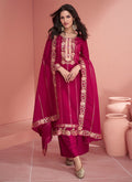 Rani Pink Embroidery Silk Palazzo Suit