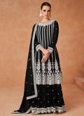 Black Embroidery Traditional Anarkali Palazzo Suit