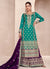 Turquoise And Purple Embroidered Festive Palazzo Suit